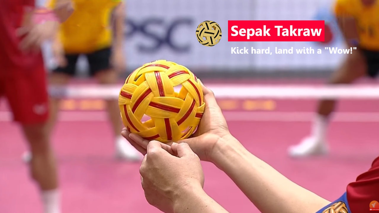 Sepak Takraw Kick hard, land with a Wow