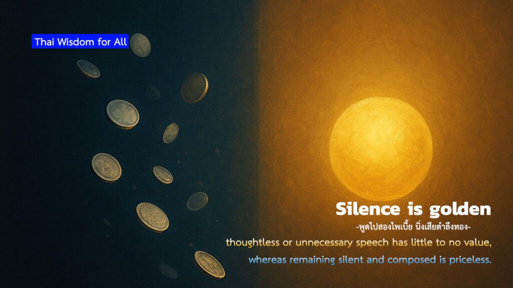 Silence is golden, พูดไปสองไพเบี้ย นิ่งเสียตำลึงทอง,Thai Wisdom for All
