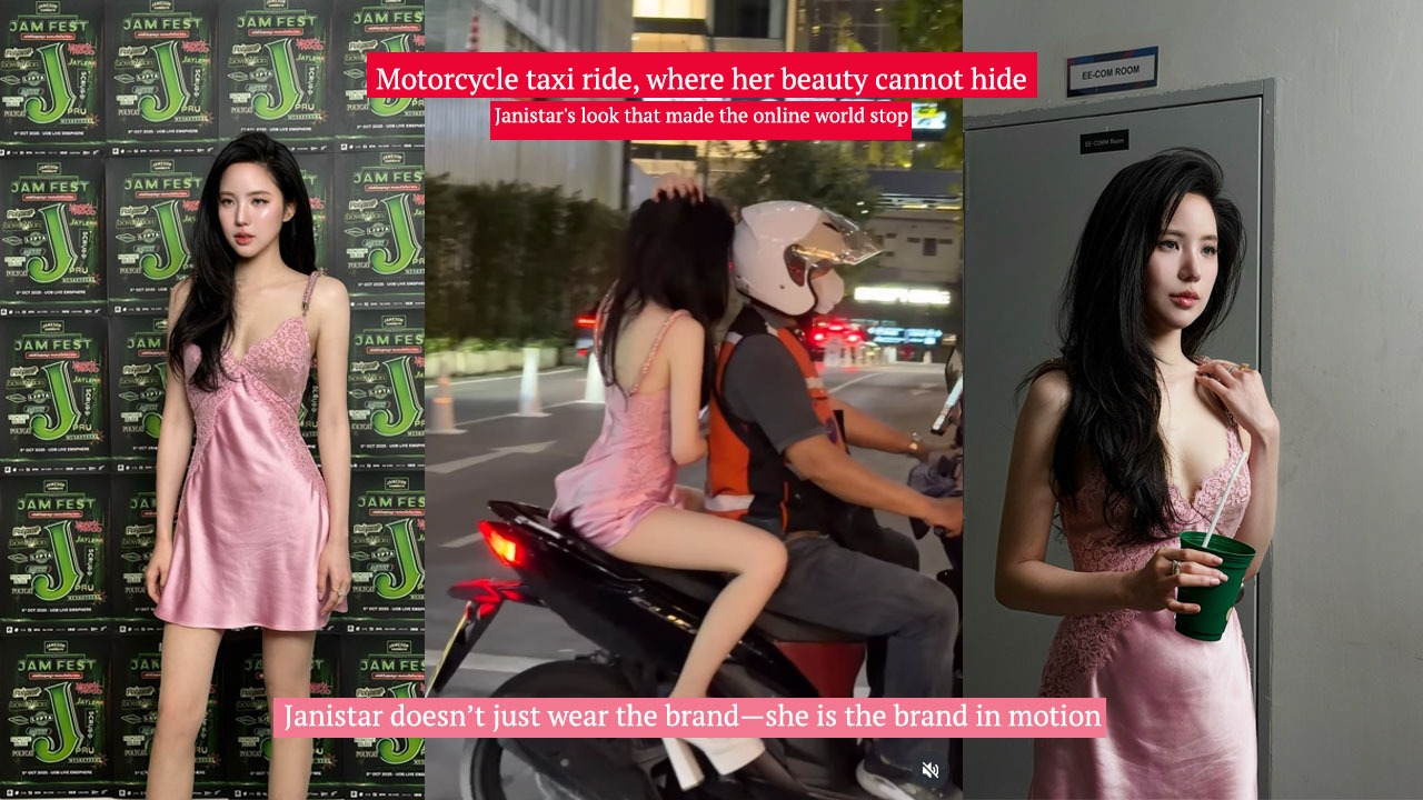 Janistar Promphadungcheep Thai Actress,Janistar motorbike viral clip,Janistar pink dress viral