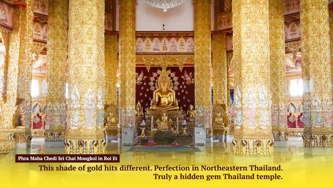 Roi Et golden chedi - Phra Maha Chedi Sri Chai Mongkhon,temples in Northeastern Thailand,hidden gems Thailand temples