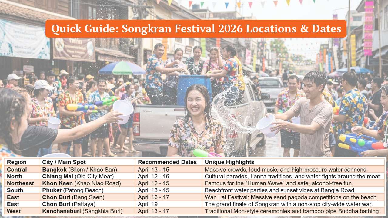Songkran Festival 2026, Location and Date,Ultimate Guide Songkran 2026 in Thailand